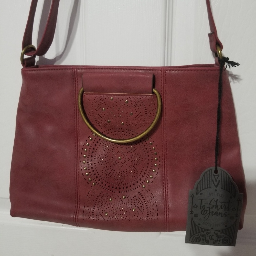 T-Shirt & Jeans Burgundy Crossbody